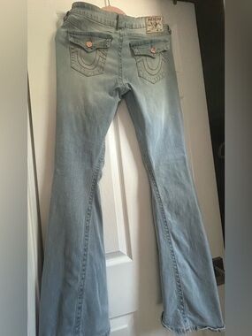 True Religion Women's Light Blue Flare Jeans